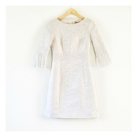 Michael Kors White Brocade Silk Lace Formal Dress - Picture 5 of 11